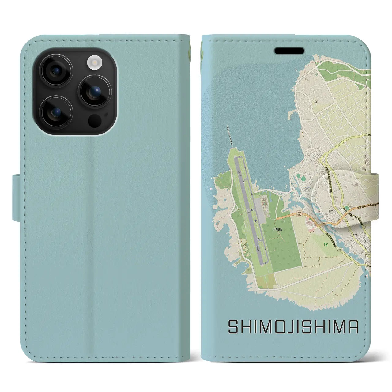 【下地島（沖縄県）】地図柄iPhoneケース（手帳タイプ）ナチュラル・iPhone 16 用