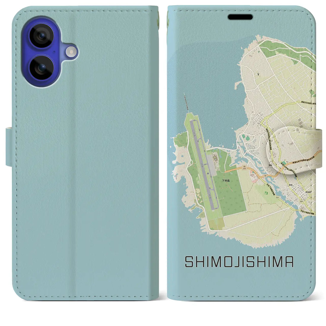 【下地島（沖縄県）】地図柄iPhoneケース（手帳タイプ）ナチュラル・iPhone 16 Pro Max 用