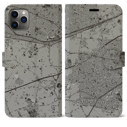 【下北沢（東京都）】地図柄iPhoneケース（手帳タイプ）モノトーン・iPhone 11 Pro Max 用