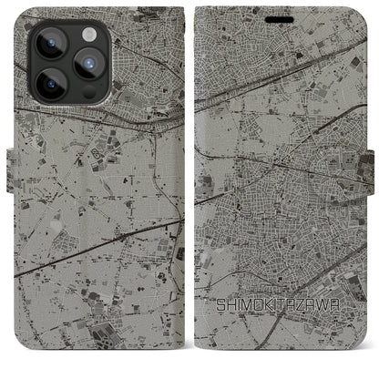 【下北沢（東京都）】地図柄iPhoneケース（手帳タイプ）モノトーン・iPhone 15 Pro Max 用