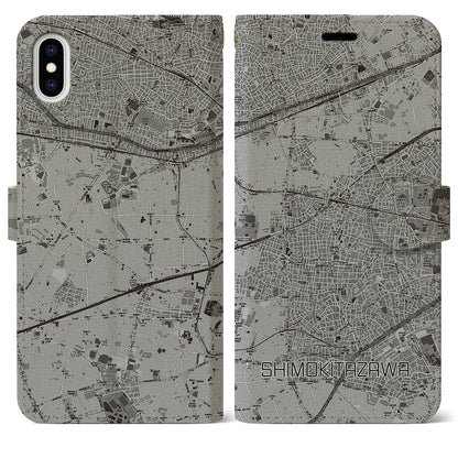 【下北沢（東京都）】地図柄iPhoneケース（手帳タイプ）モノトーン・iPhone XS Max 用