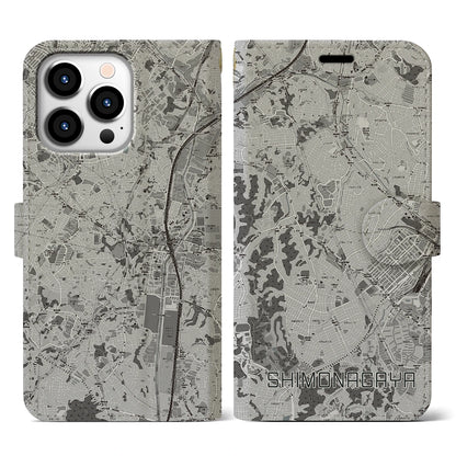 【下永谷（神奈川県）】地図柄iPhoneケース（手帳タイプ）モノトーン・iPhone 13 Pro 用
