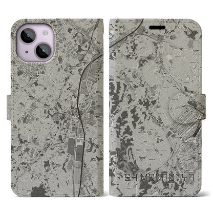 【下永谷（神奈川県）】地図柄iPhoneケース（手帳タイプ）モノトーン・iPhone 14 用