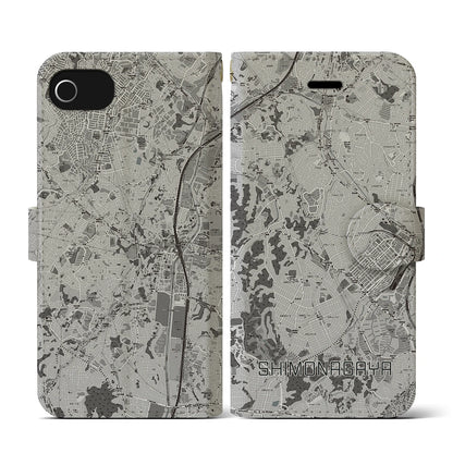 【下永谷（神奈川県）】地図柄iPhoneケース（手帳タイプ）モノトーン・iPhone SE（第3 / 第2世代） / 8 / 7 / 6s / 6 用