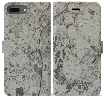 【下永谷（神奈川県）】地図柄iPhoneケース（手帳タイプ）モノトーン・iPhone 8Plus /7Plus / 6sPlus / 6Plus 用