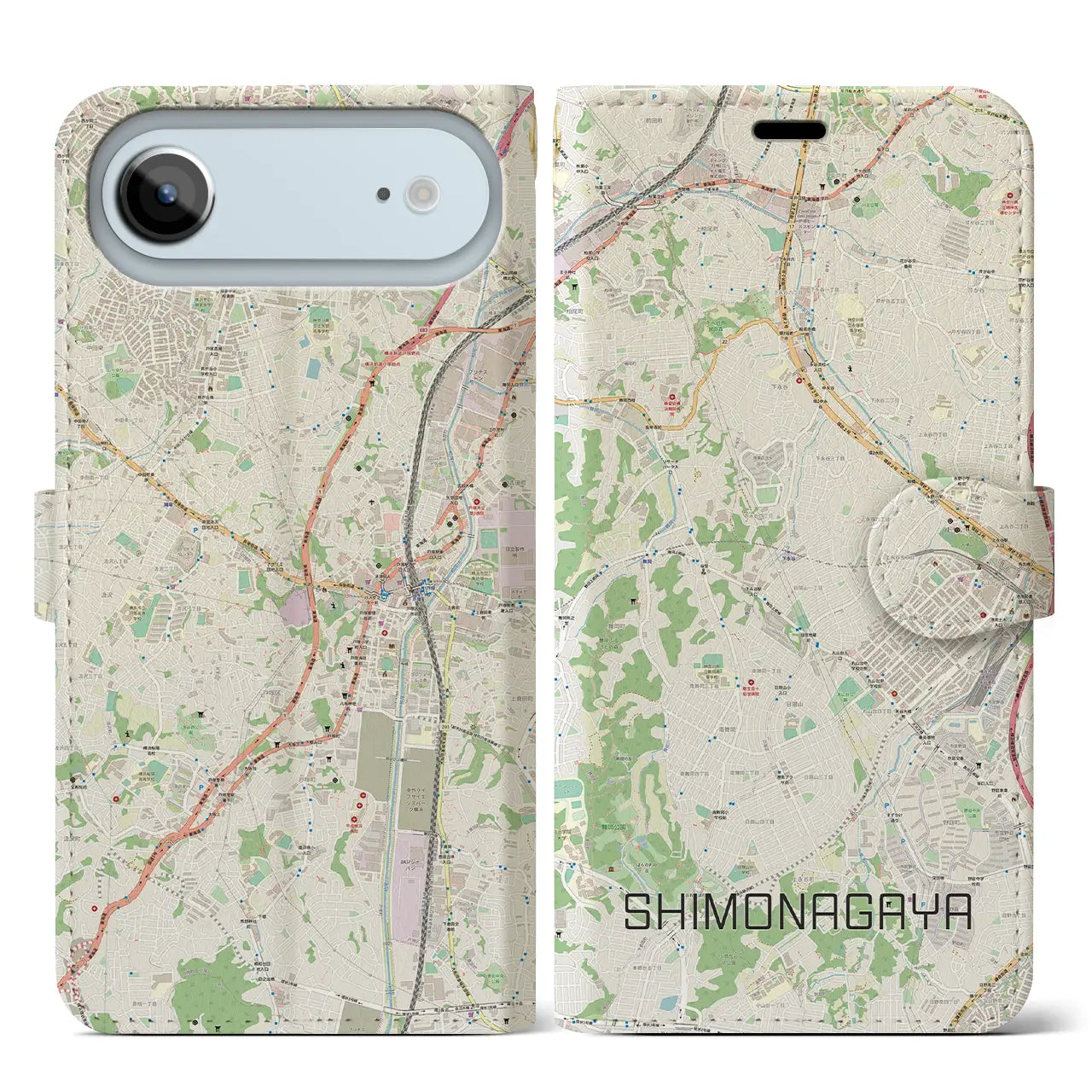 【下永谷（神奈川県）】地図柄iPhoneケース（手帳タイプ）