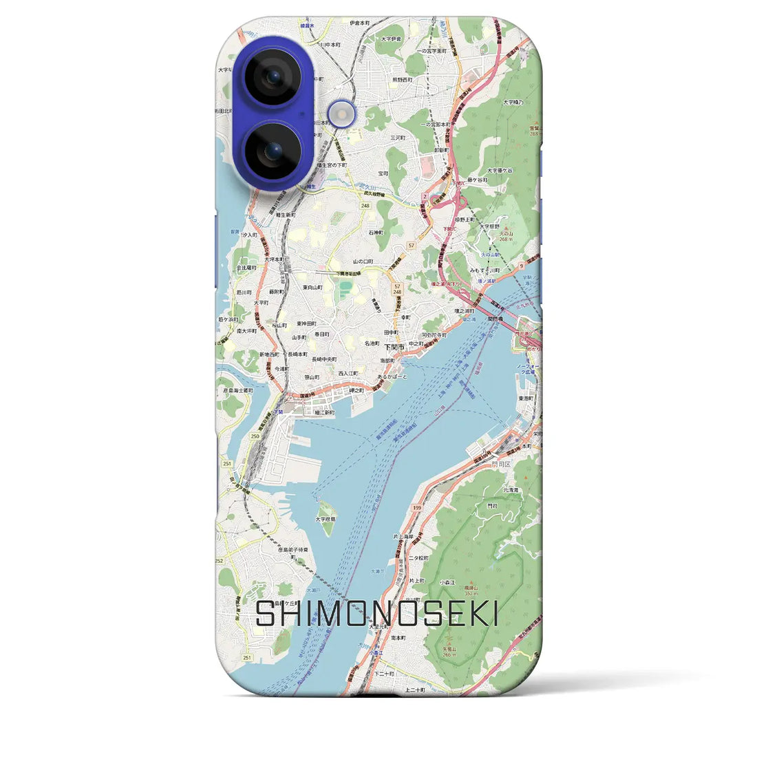 【下関2（山口県）】地図柄iPhoneケース（バックカバータイプ）ブラック・iPhone 16 Pro Max 用