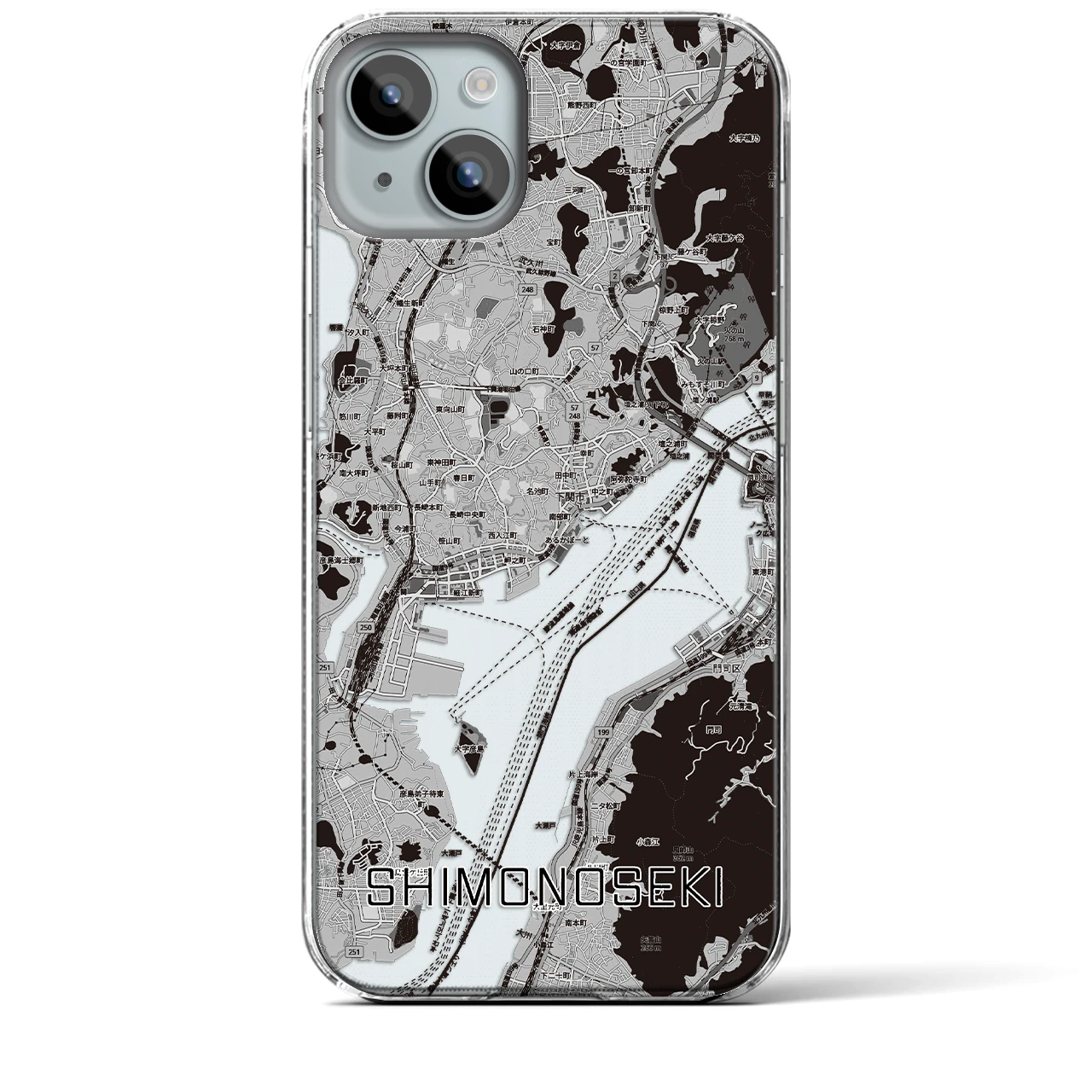 【下関2（山口県）】地図柄iPhoneケース（クリアタイプ）