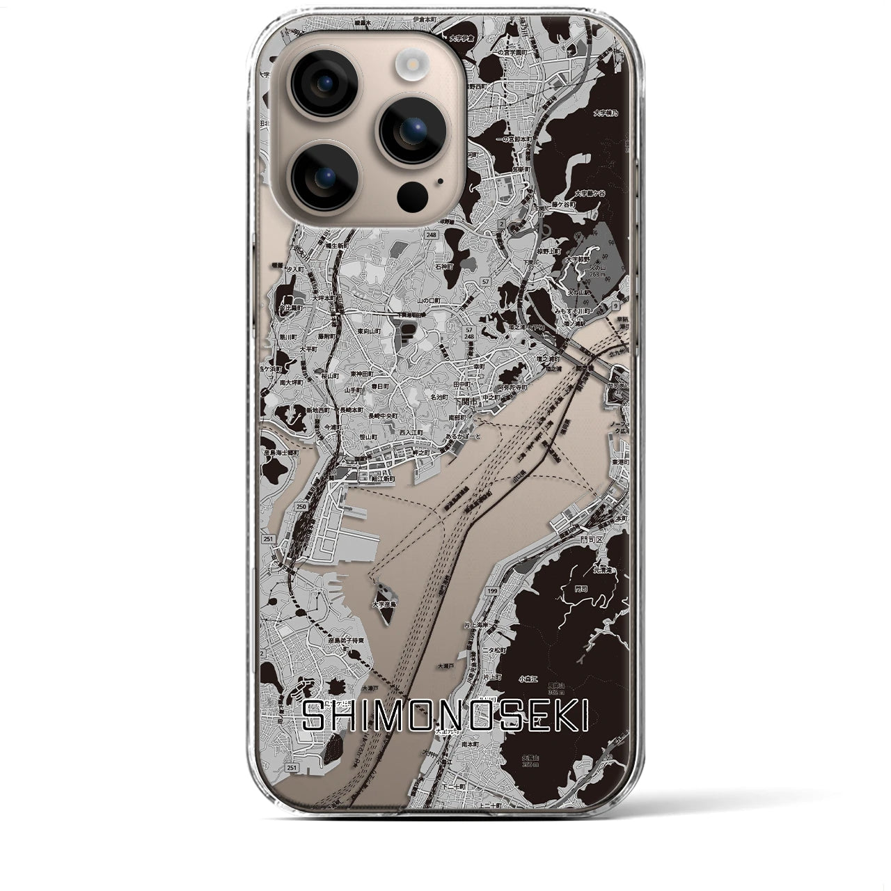 【下関2（山口県）】地図柄iPhoneケース（クリアタイプ）