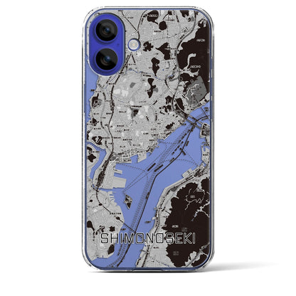 【下関2（山口県）】地図柄iPhoneケース（クリアタイプ）モノトーン・iPhone 16 Pro Max 用