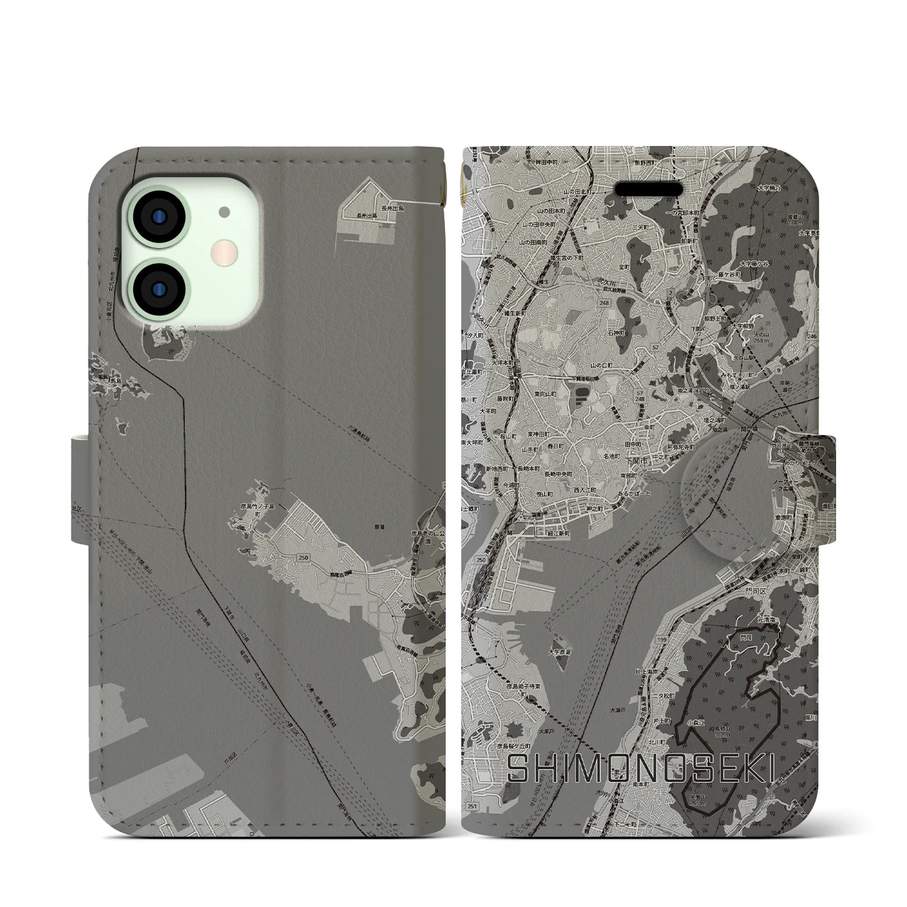 【下関2（山口県）】地図柄iPhoneケース（手帳タイプ）