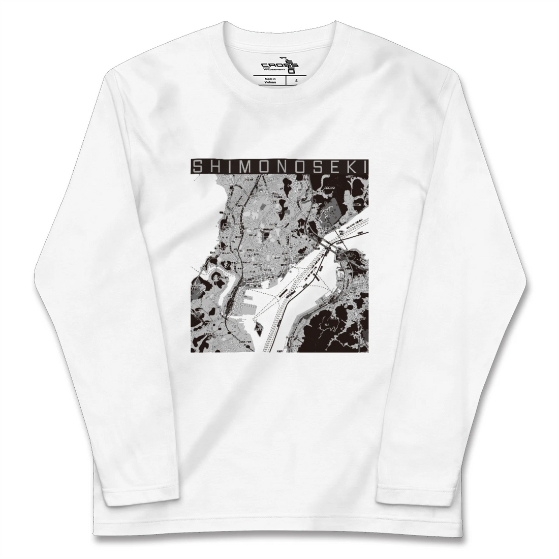 【下関2（山口県）】地図柄ロングスリーブTシャツ