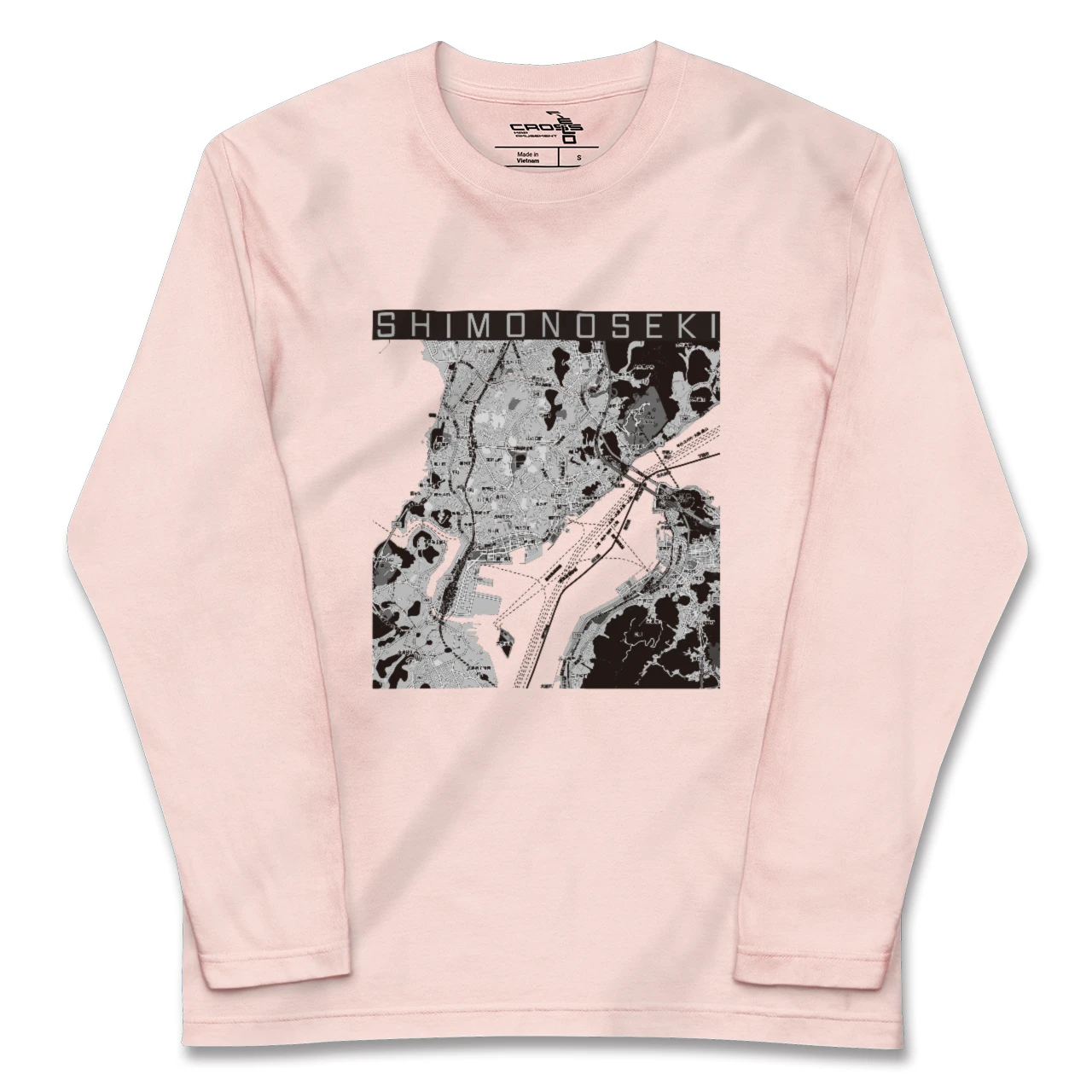 【下関2（山口県）】地図柄ロングスリーブTシャツ