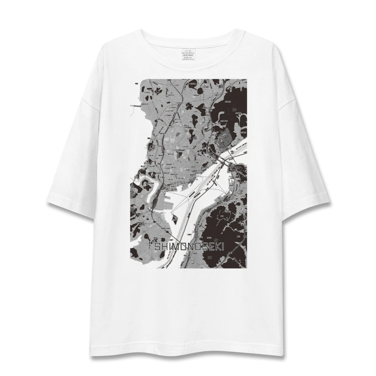 【下関2（山口県）】地図柄ビッグシルエットTシャツ