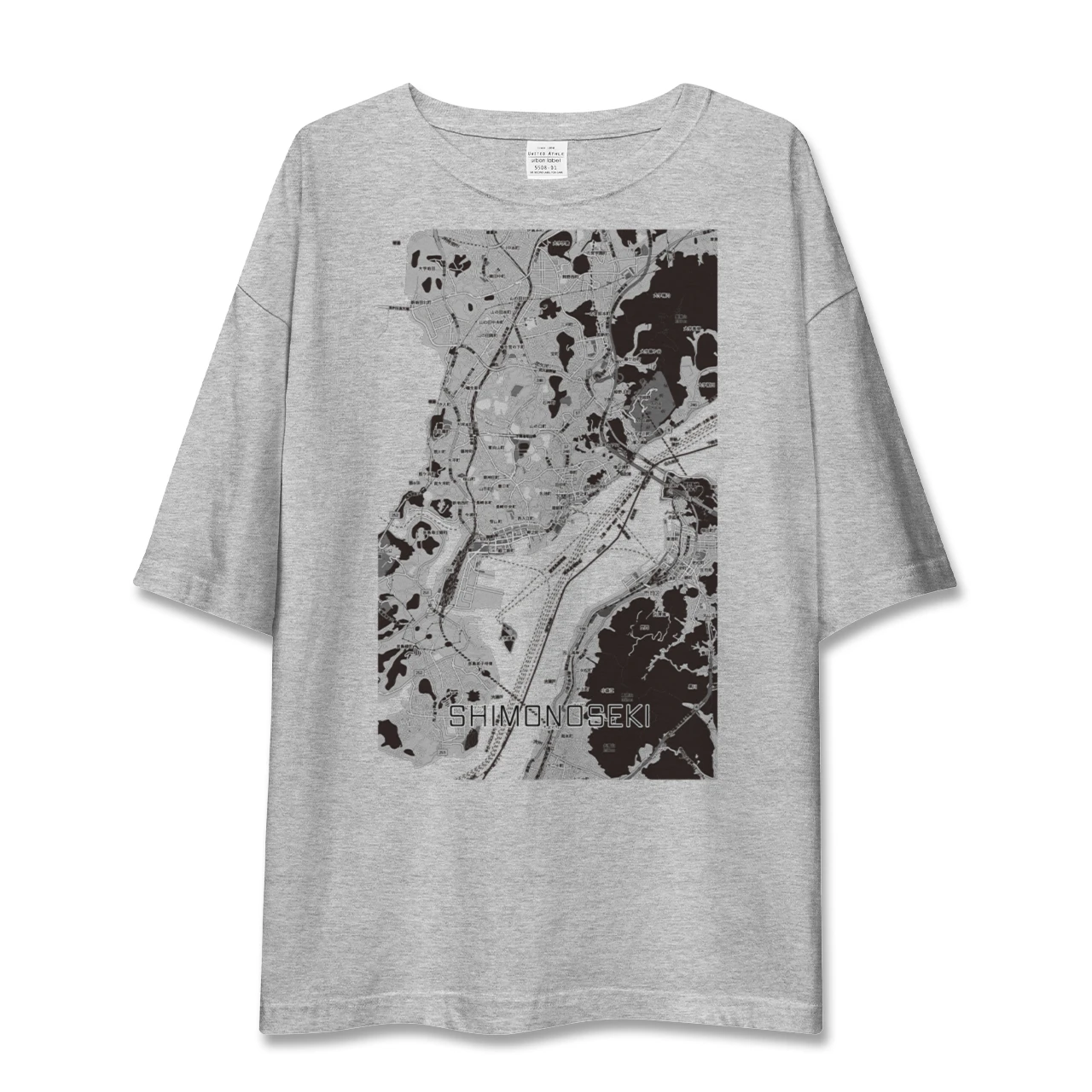 【下関2（山口県）】地図柄ビッグシルエットTシャツ