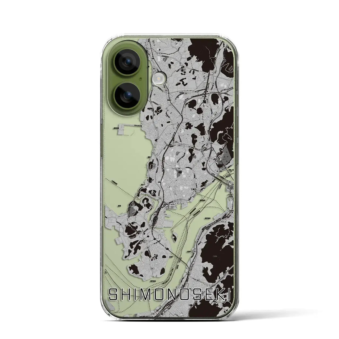 【下関（山口県）】地図柄iPhoneケース（クリアタイプ）モノトーン・iPhone 17 Pro Max 用
