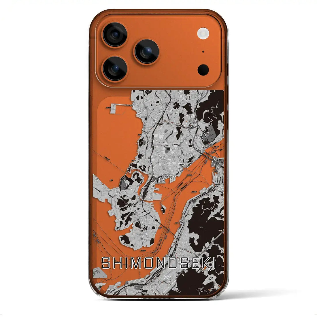【下関(山口県)】地図柄iPhoneケース(クリアタイプ)モノトーン・iPhone 17 Pro Max 用