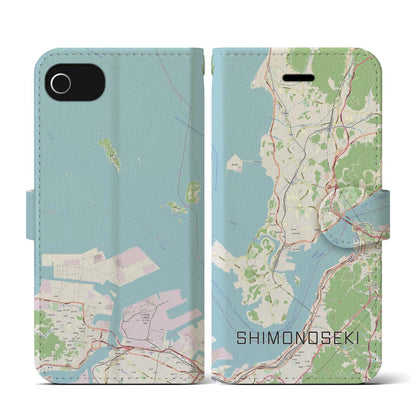 【下関（山口県）】地図柄iPhoneケース（手帳タイプ）ナチュラル・iPhone SE（第3 / 第2世代） / 8 / 7 / 6s / 6 用