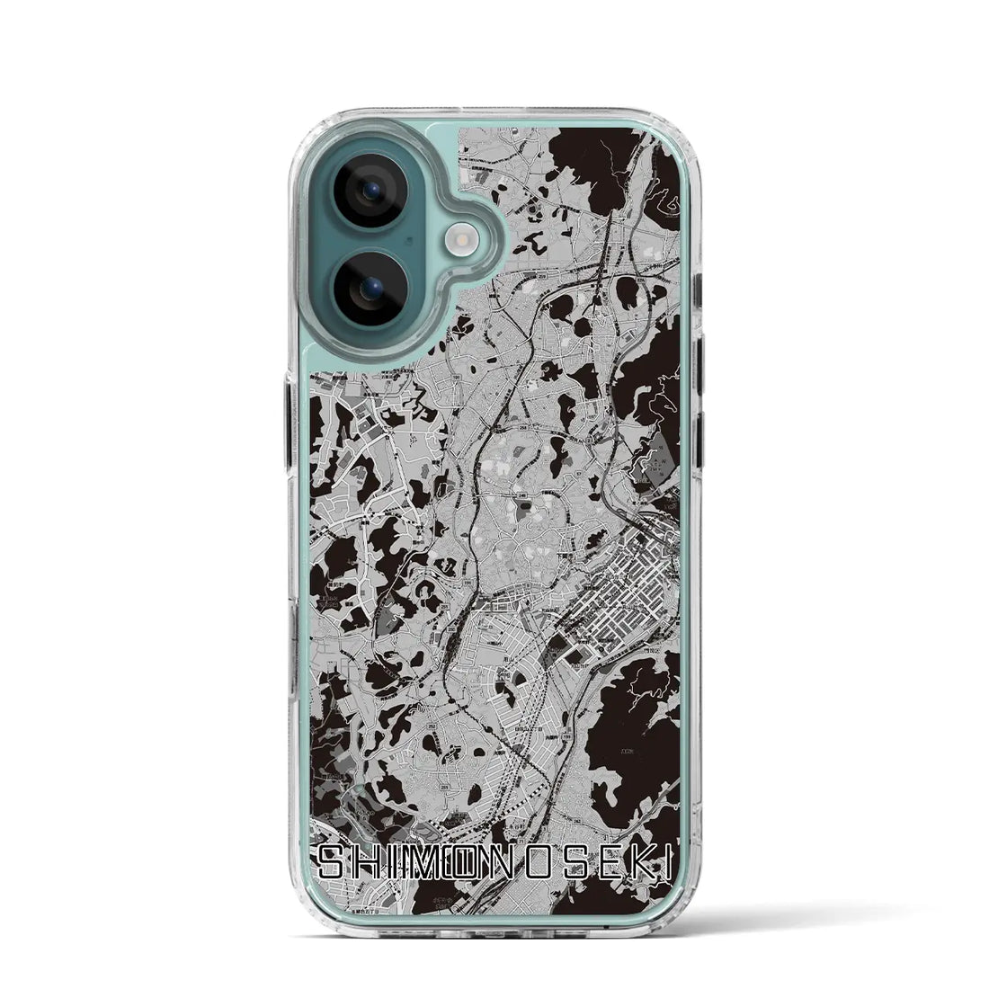 【下関（山口県）】地図柄iPhoneケース（MagSafeタイプ）モノトーン・iPhone 16 Pro 用