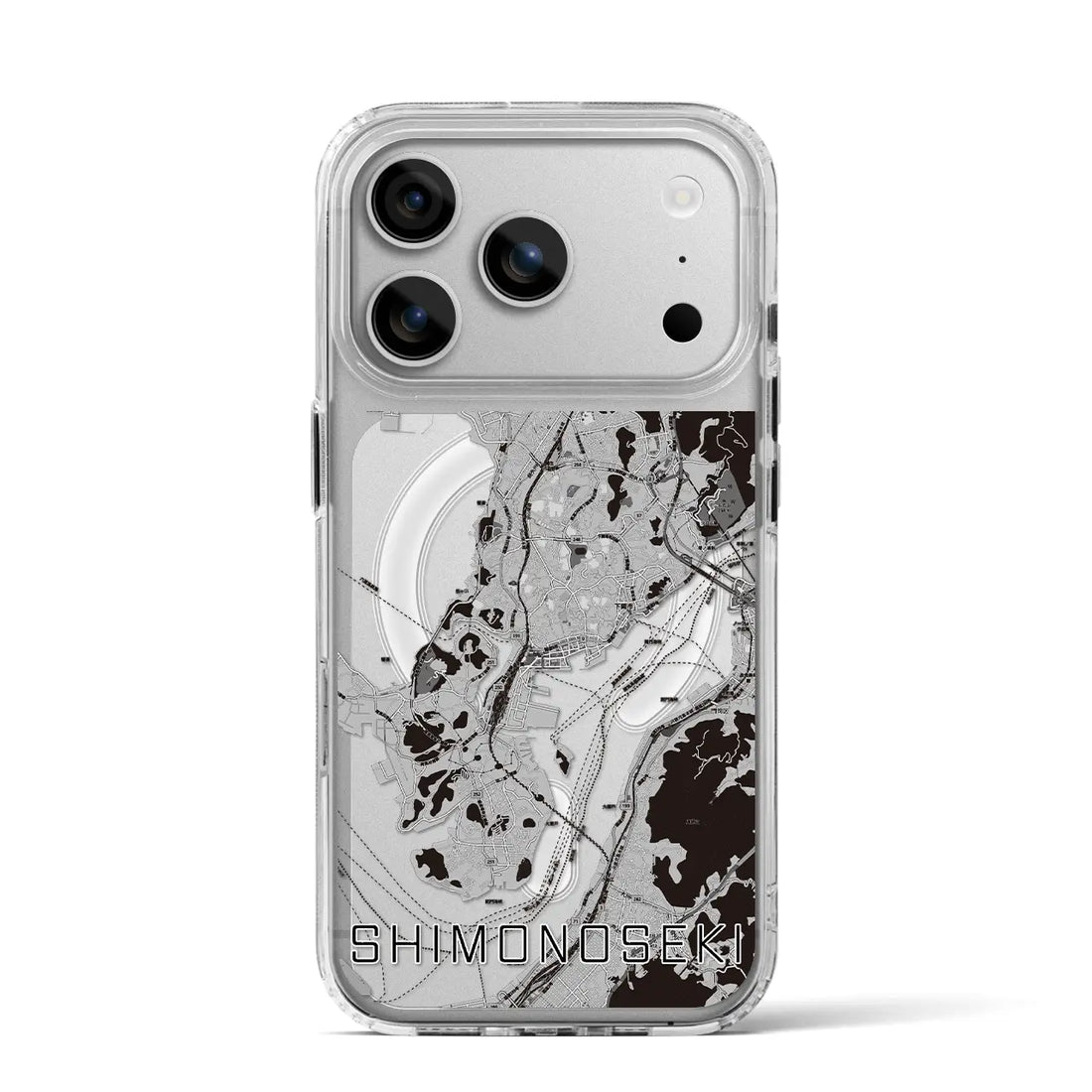 【下関（山口県）】地図柄iPhoneケース（MagSafeタイプ）モノトーン・iPhone 17 Pro Max 用