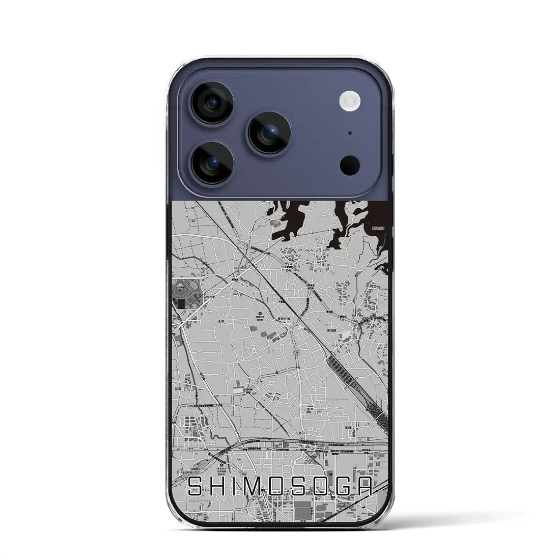 【下曽我（神奈川県）】地図柄iPhoneケース（クリアタイプ）モノトーン・iPhone 17 Pro Max 用