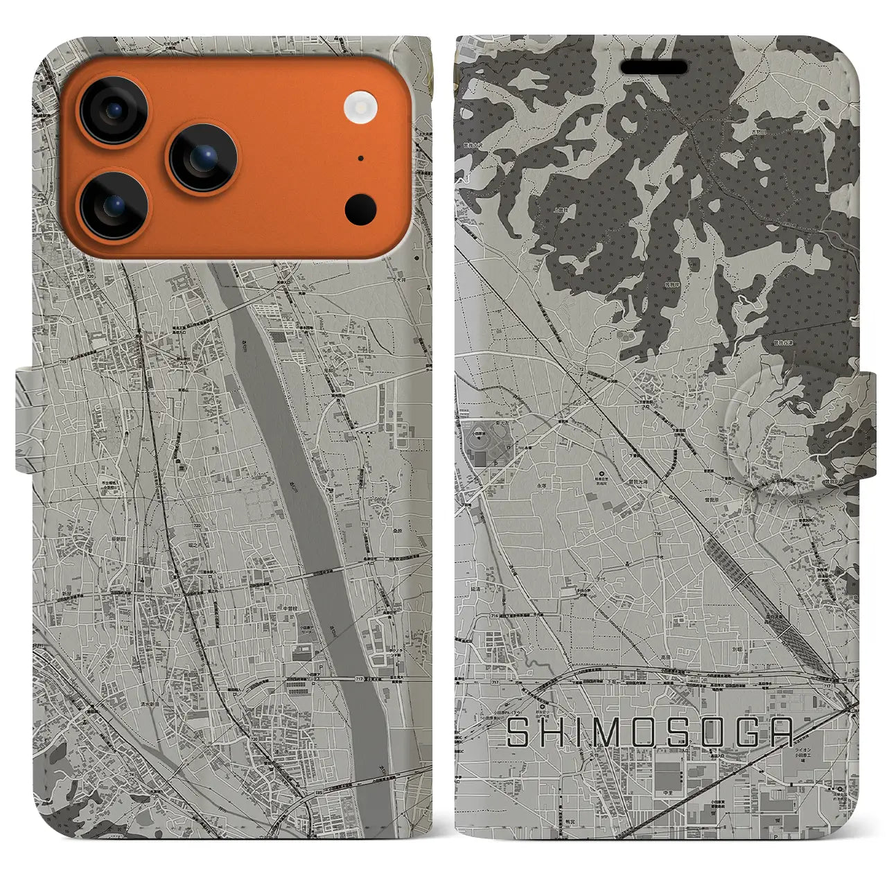 【下曽我（神奈川県）】地図柄iPhoneケース（手帳タイプ）