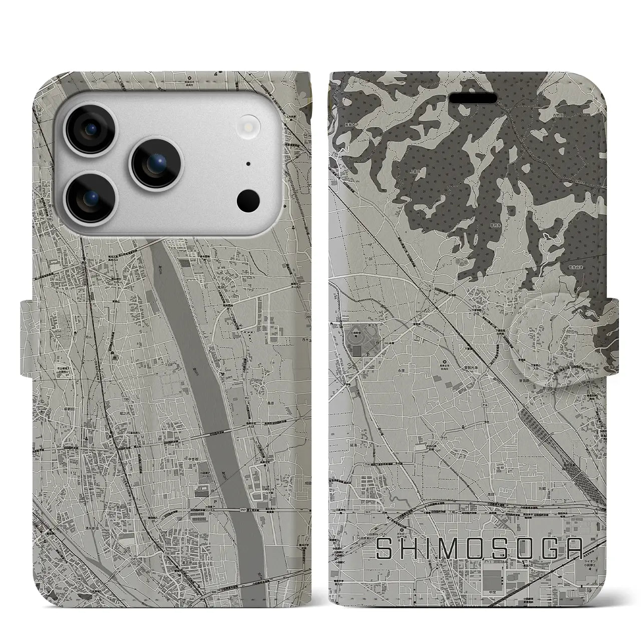 【下曽我（神奈川県）】地図柄iPhoneケース（手帳タイプ）