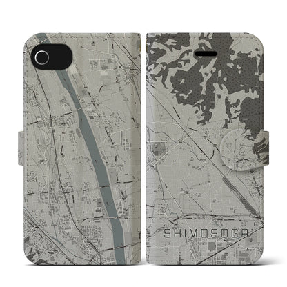 【下曽我（神奈川県）】地図柄iPhoneケース（手帳タイプ）モノトーン・iPhone SE（第3 / 第2世代） / 8 / 7 / 6s / 6 用