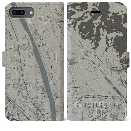 【下曽我（神奈川県）】地図柄iPhoneケース（手帳タイプ）モノトーン・iPhone 8Plus /7Plus / 6sPlus / 6Plus 用