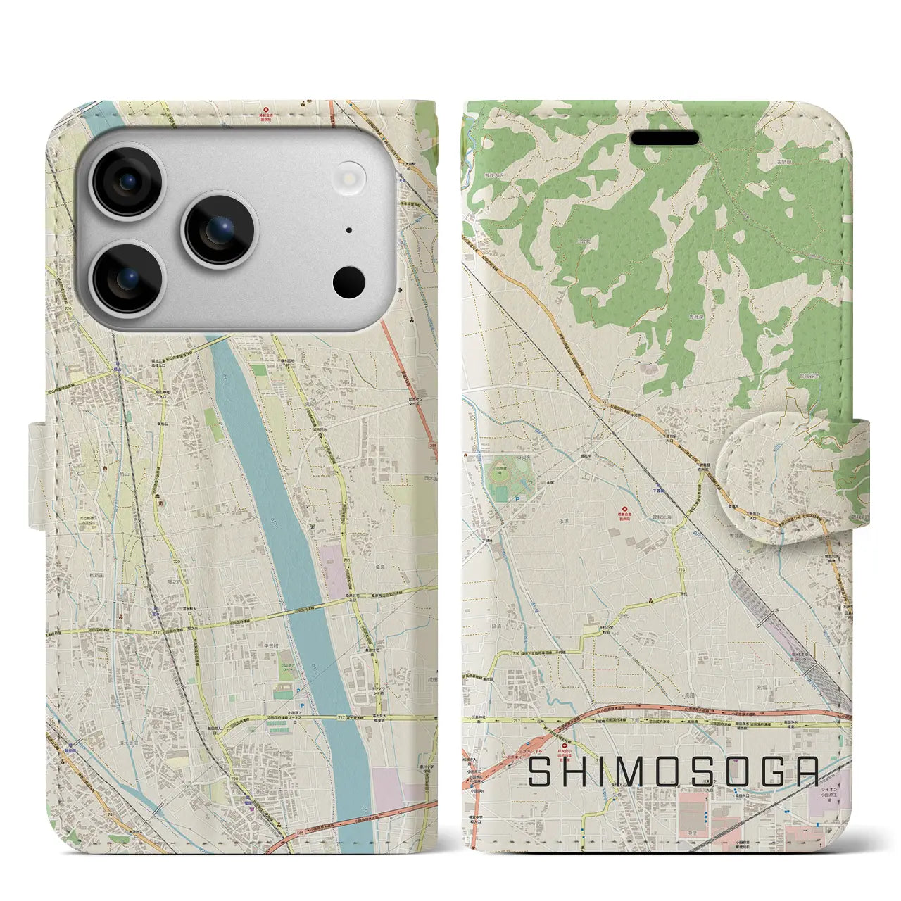 【下曽我（神奈川県）】地図柄iPhoneケース（手帳タイプ）