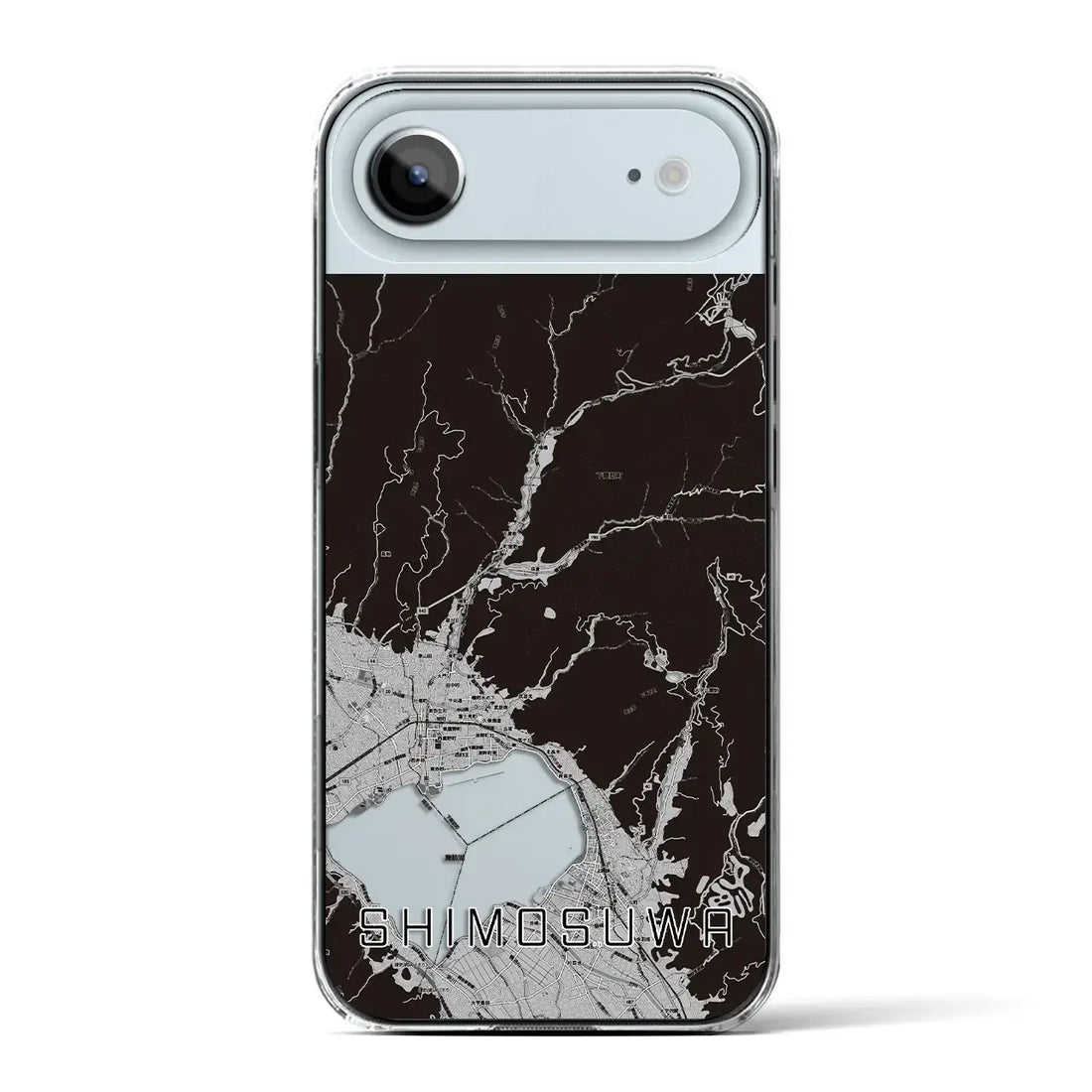 【下諏訪(長野県)】地図柄iPhoneケース(クリアタイプ)モノトーン・iPhone 17 Pro Max 用