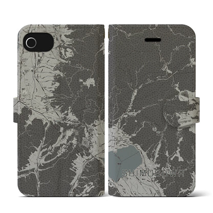 【下諏訪（長野県）】地図柄iPhoneケース（手帳タイプ）モノトーン・iPhone SE（第3 / 第2世代） / 8 / 7 / 6s / 6 用