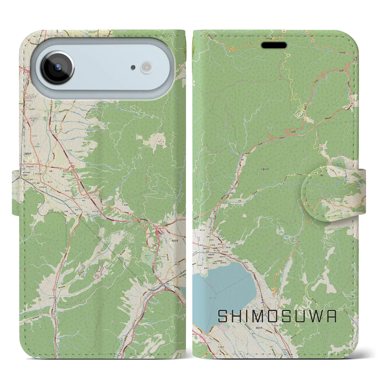 【下諏訪（長野県）】地図柄iPhoneケース（手帳タイプ）