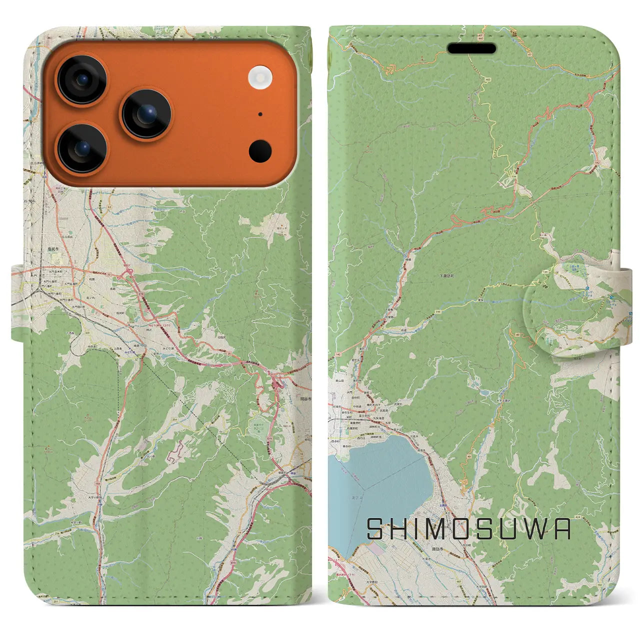 【下諏訪（長野県）】地図柄iPhoneケース（手帳タイプ）