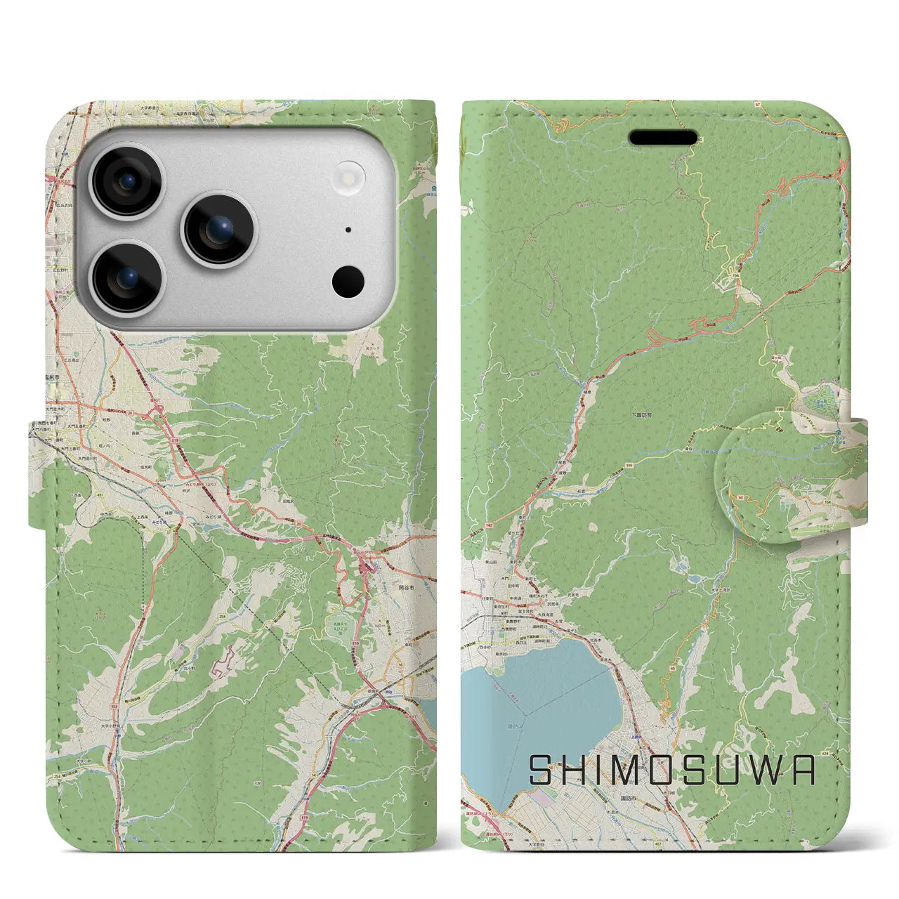 【下諏訪（長野県）】地図柄iPhoneケース（手帳タイプ）