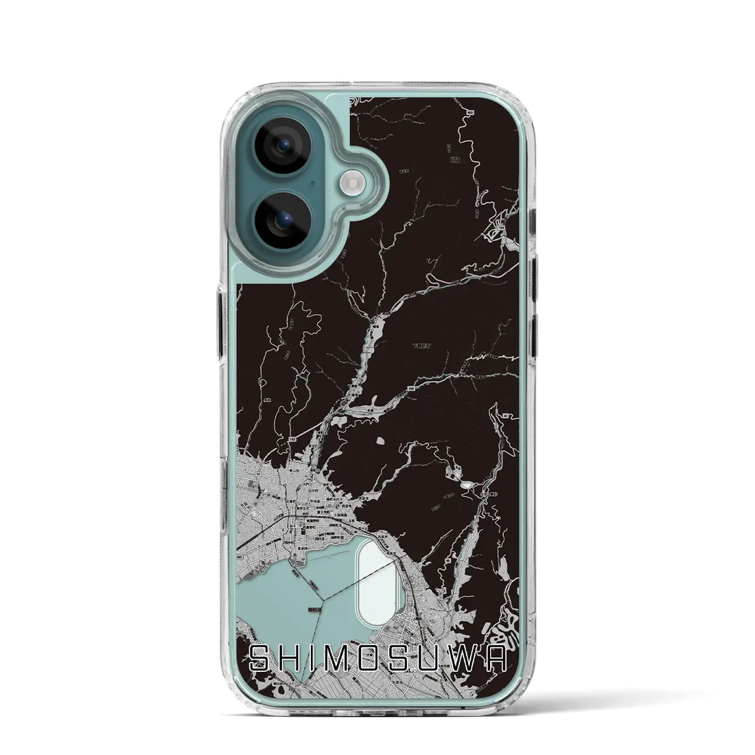 【下諏訪(長野県)】地図柄iPhoneケース(MagSafeタイプ)モノトーン・iPhone 16 Pro 用