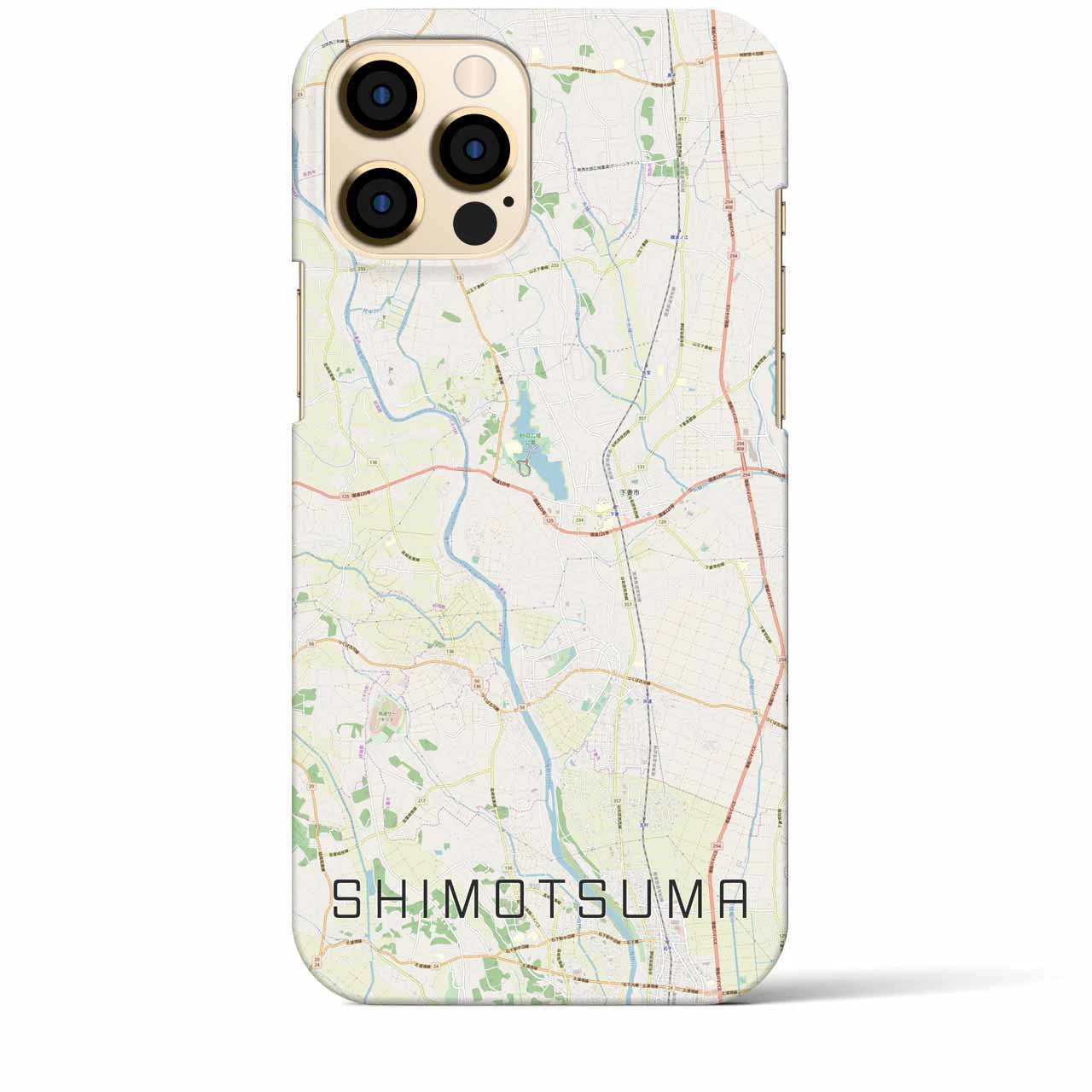 【下妻（茨城県）】地図柄iPhoneケース（バックカバータイプ）ナチュラル・iPhone 12 Pro Max 用