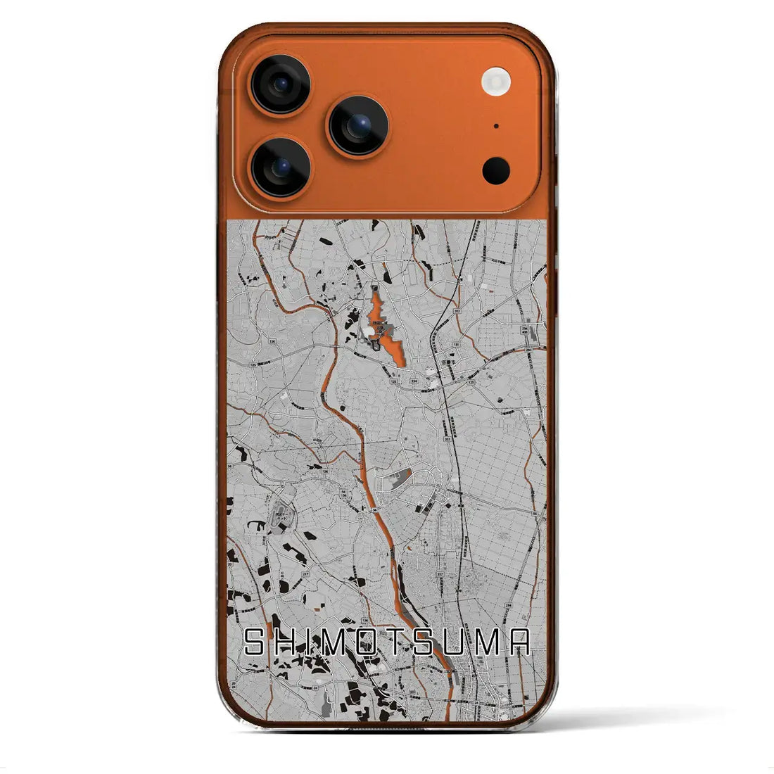 【下妻（茨城県）】地図柄iPhoneケース（クリアタイプ）モノトーン・iPhone 17 Pro Max 用