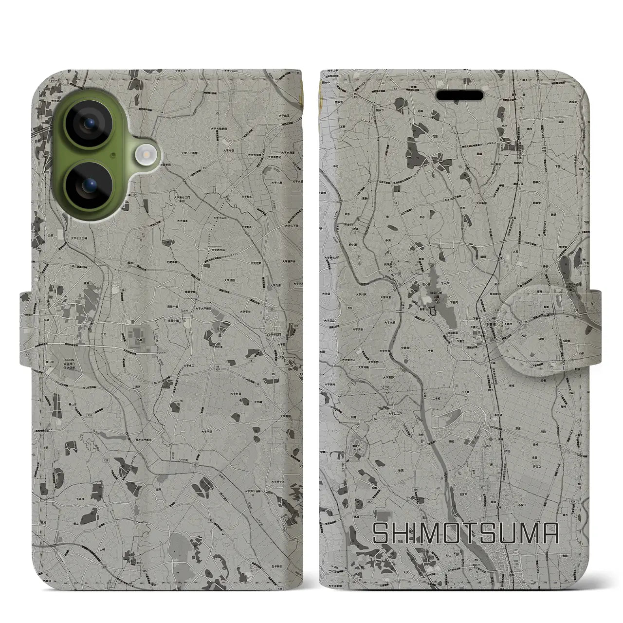 【下妻（茨城県）】地図柄iPhoneケース（手帳タイプ）