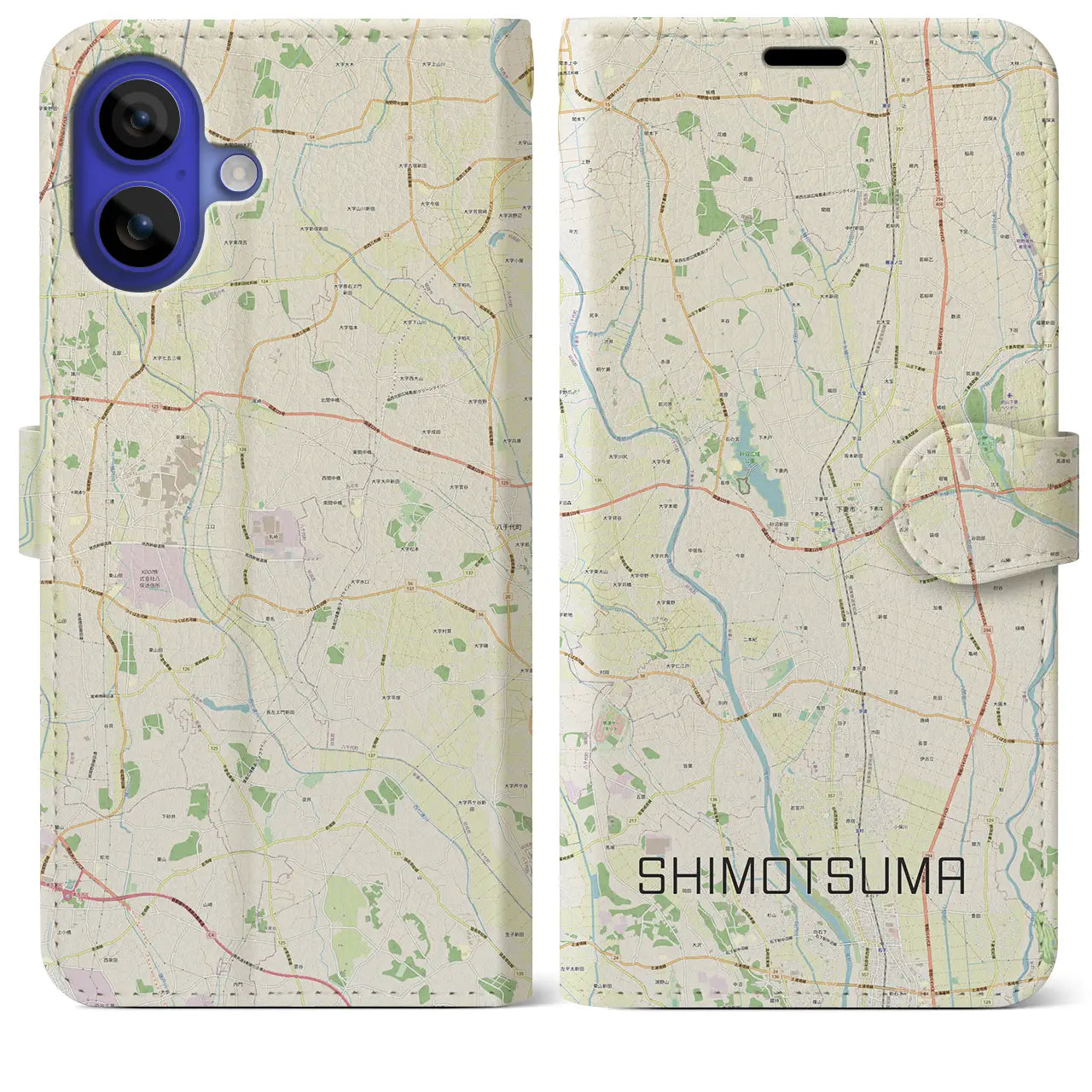 【下妻（茨城県）】地図柄iPhoneケース（手帳タイプ）