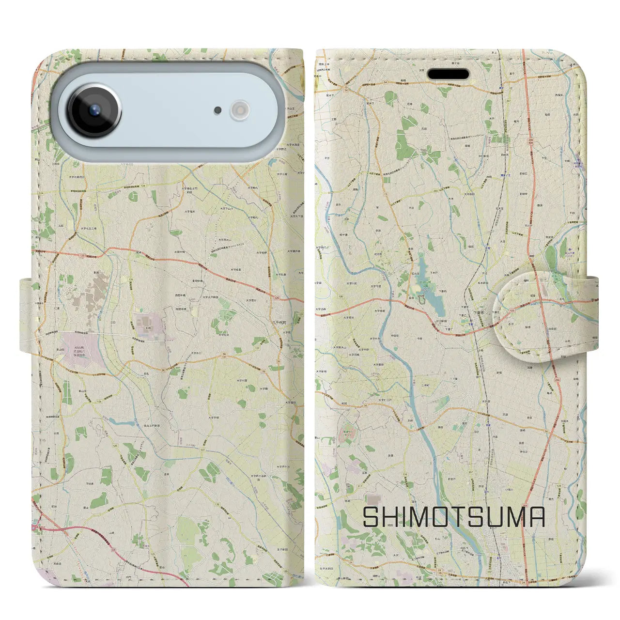 【下妻（茨城県）】地図柄iPhoneケース（手帳タイプ）