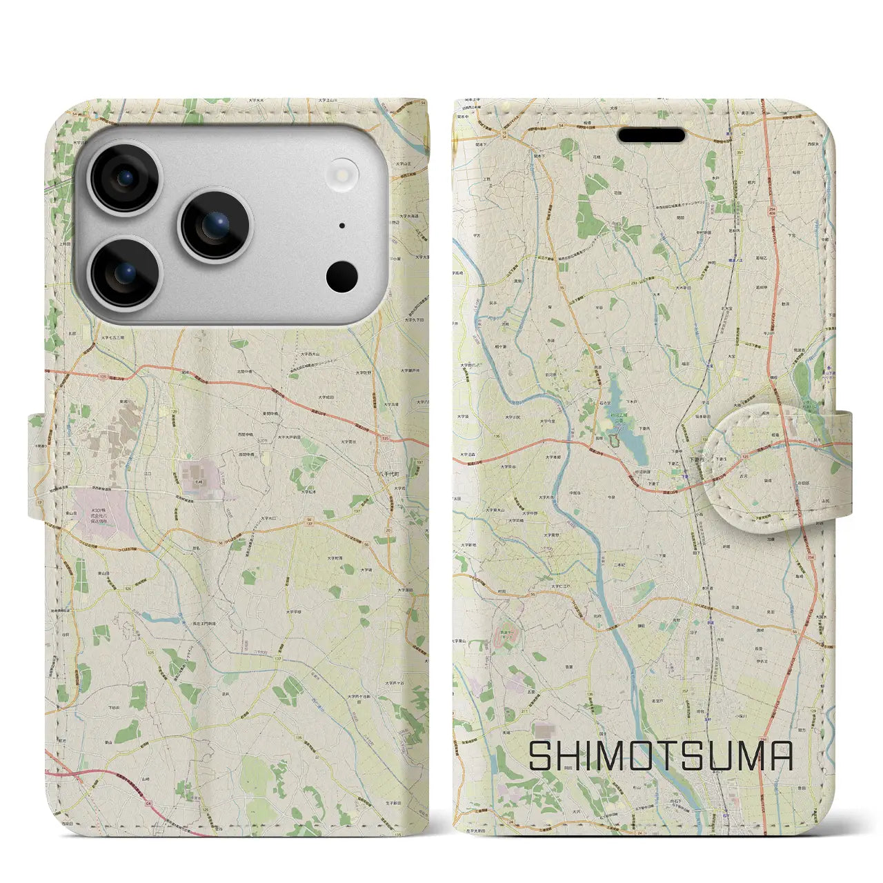 【下妻（茨城県）】地図柄iPhoneケース（手帳タイプ）