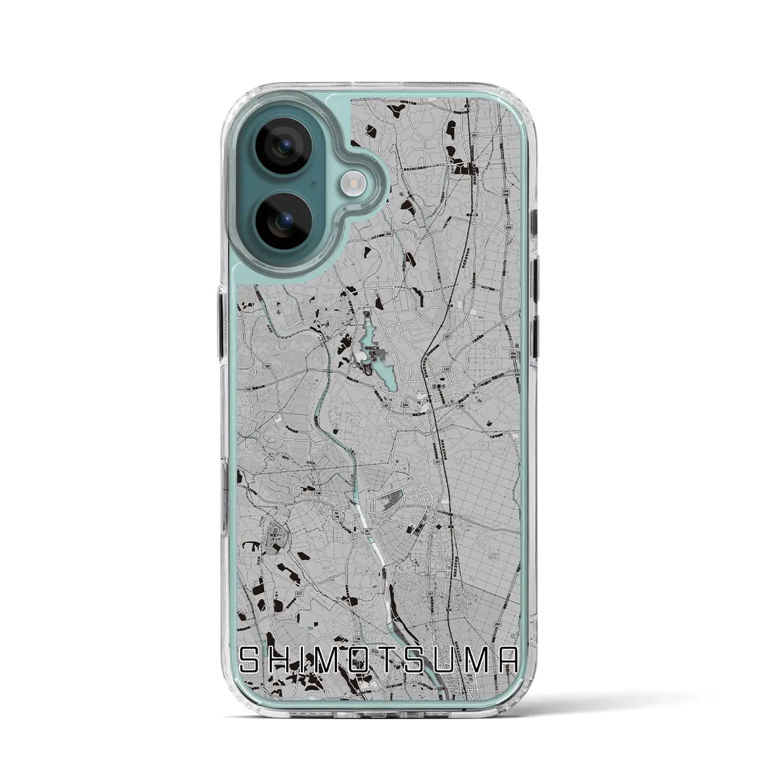 【下妻（茨城県）】地図柄iPhoneケース（MagSafeタイプ）モノトーン・iPhone 16 Pro 用