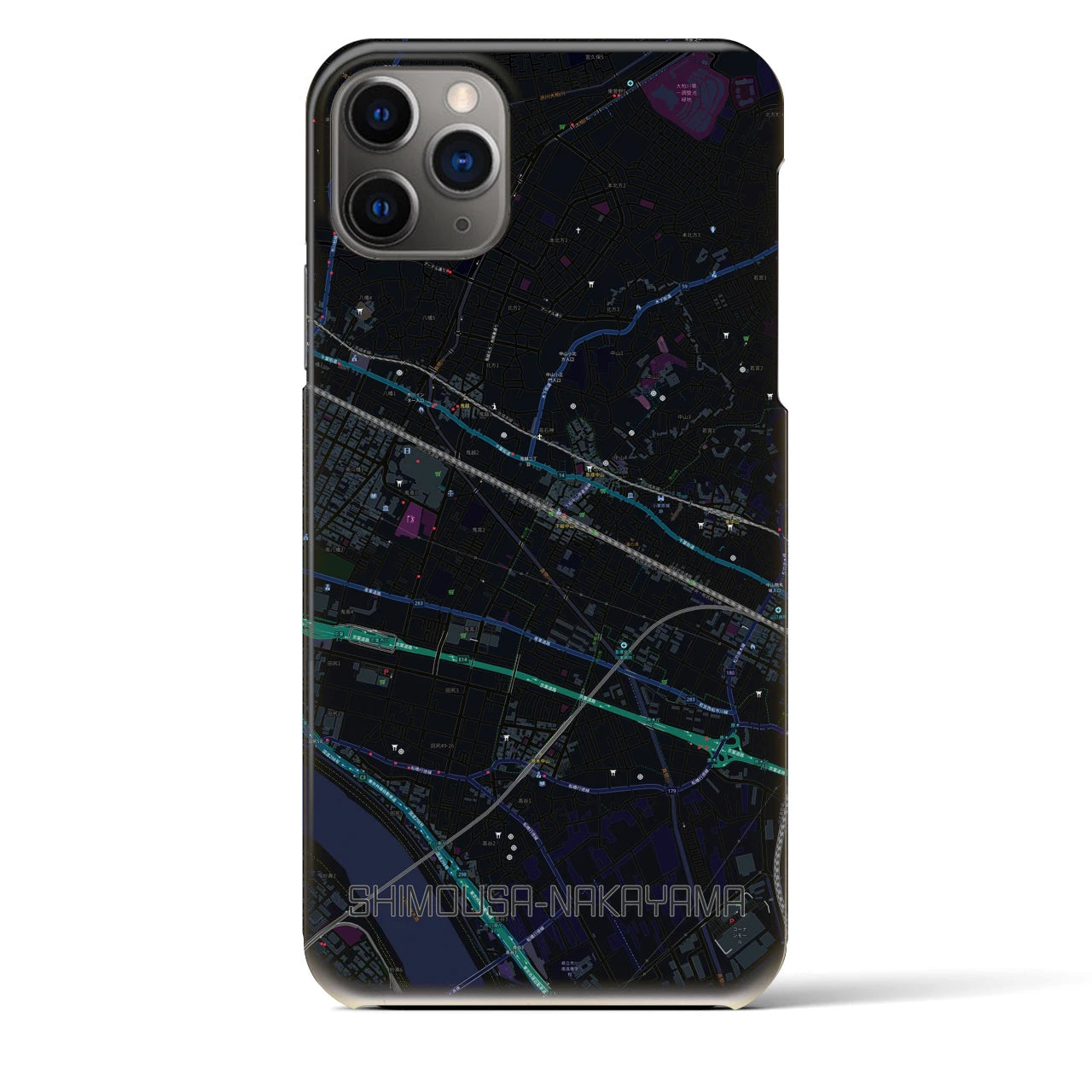 【下総中山（千葉県）】地図柄iPhoneケース（バックカバータイプ）