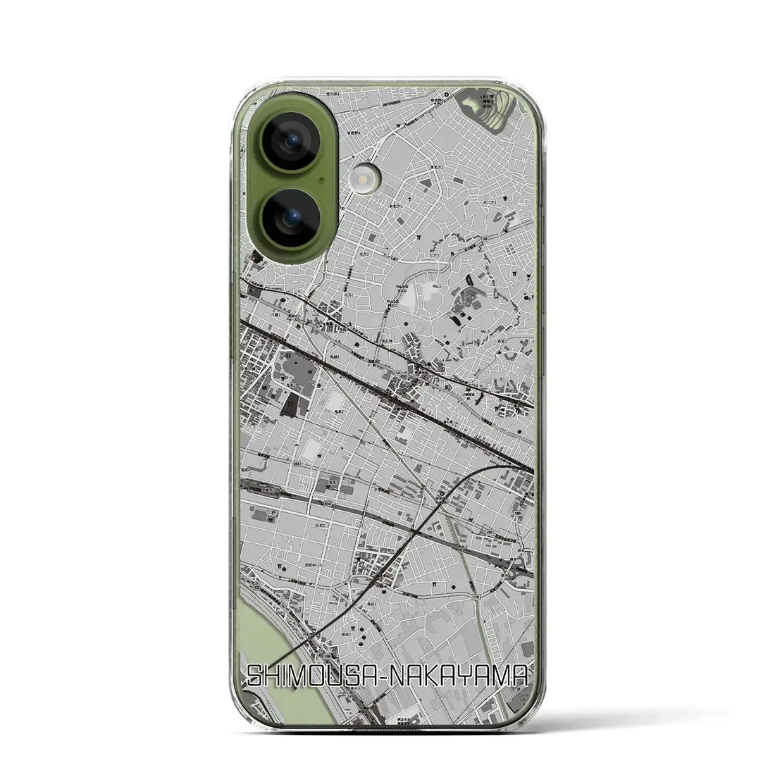 【下総中山（千葉県）】地図柄iPhoneケース（クリアタイプ）モノトーン・iPhone 17 Pro Max 用