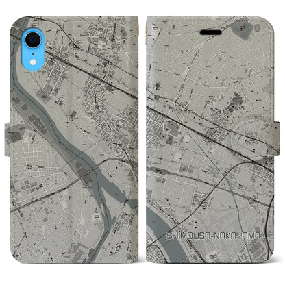 【下総中山（千葉県）】地図柄iPhoneケース（手帳タイプ）モノトーン・iPhone XR 用