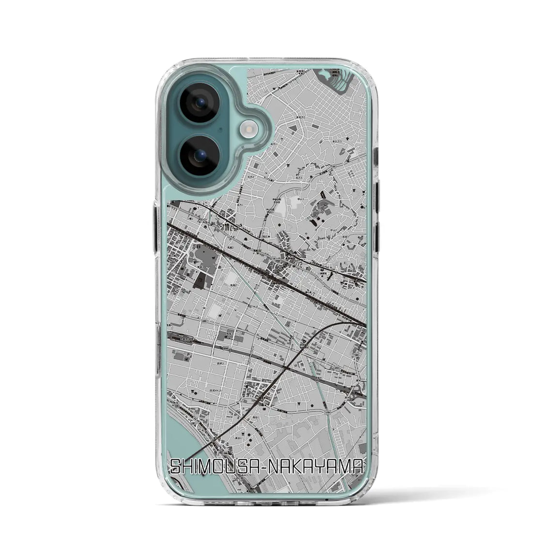 【下総中山(千葉県)】地図柄iPhoneケース(MagSafeタイプ)モノトーン・iPhone 16 Pro 用