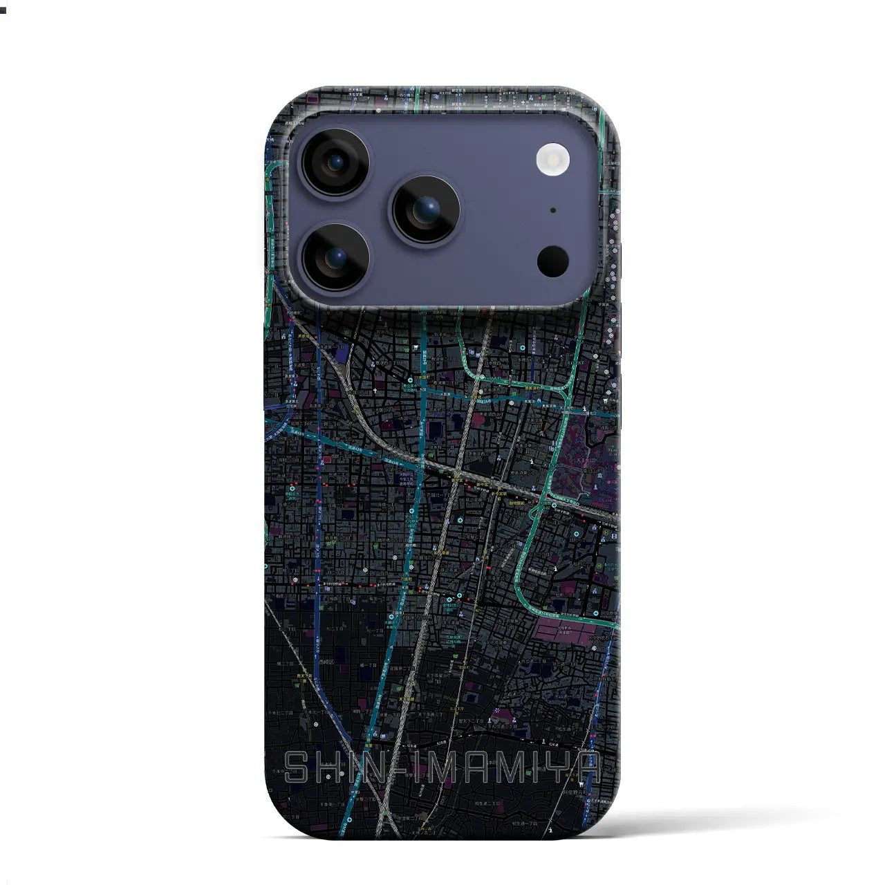 【新今宮（大阪府）】地図柄iPhoneケース（バックカバータイプ）