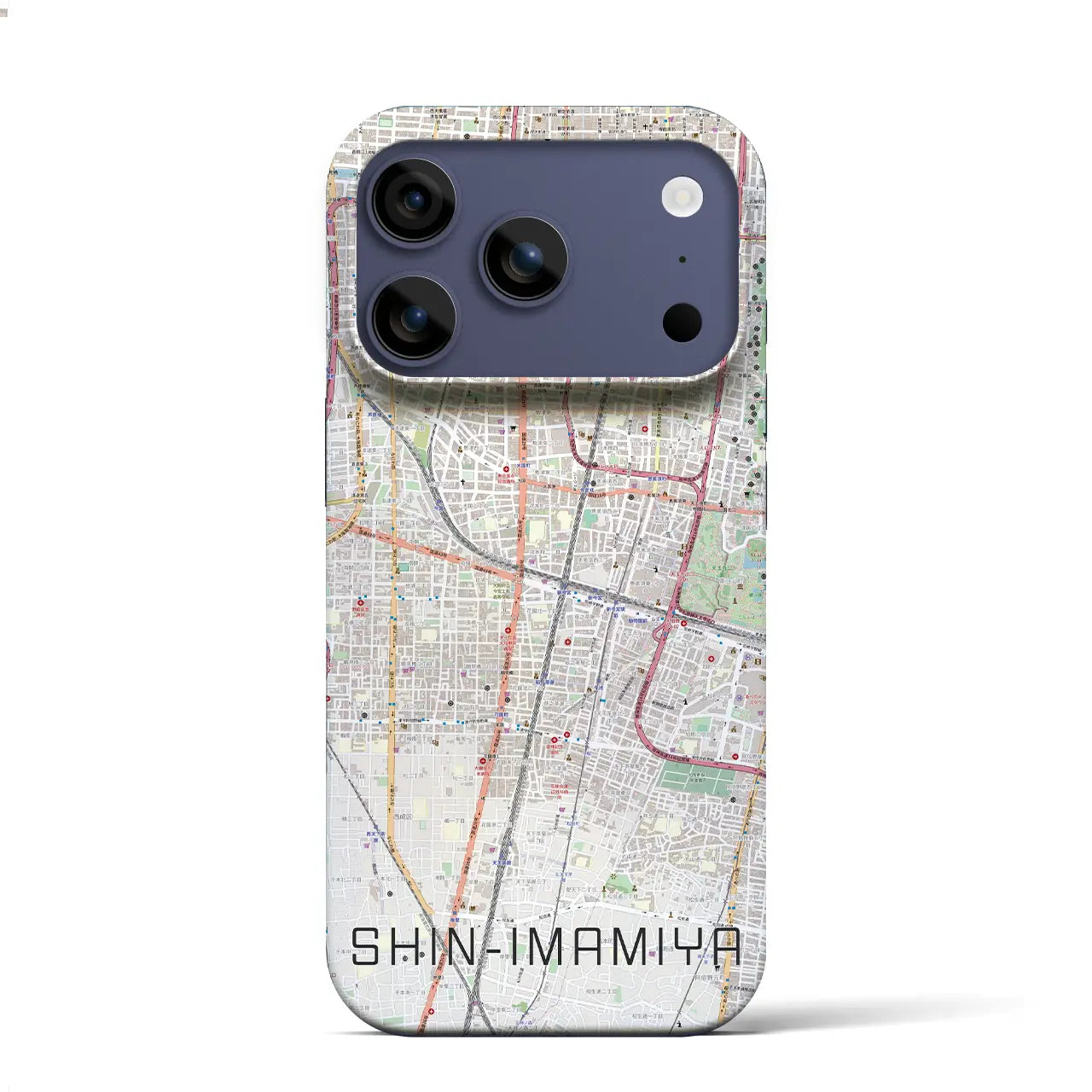 【新今宮（大阪府）】地図柄iPhoneケース（バックカバータイプ）