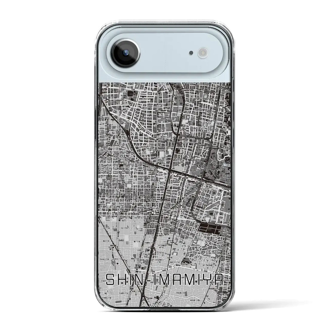 【新今宮(大阪府)】地図柄iPhoneケース(クリアタイプ)モノトーン・iPhone 17 Pro Max 用